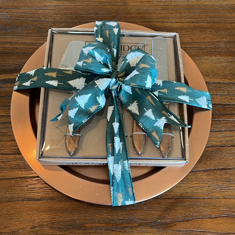 Copper Finish Serving Tray and Cheese Knife OR Dip Spreader Set